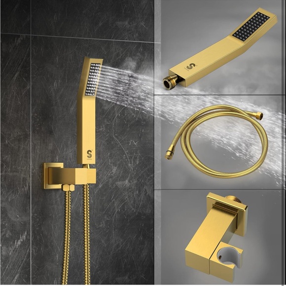 Brushed Gold 12” Ceiling Mounted Shower🚿System Rain🌧️Mixer Shower🚿Combo Set - Picture 7 of 11